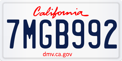 CA license plate 7MGB992