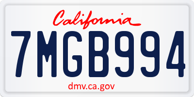 CA license plate 7MGB994