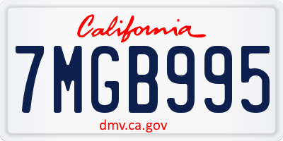 CA license plate 7MGB995
