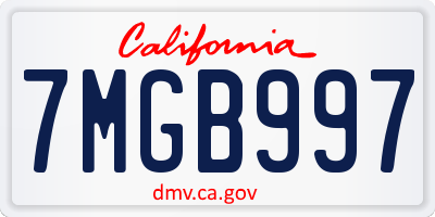 CA license plate 7MGB997