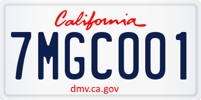 CA license plate 7MGC001