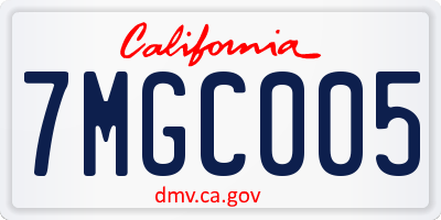 CA license plate 7MGC005
