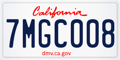 CA license plate 7MGC008