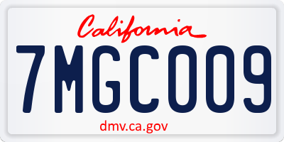 CA license plate 7MGC009
