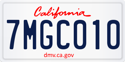 CA license plate 7MGC010