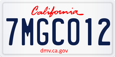 CA license plate 7MGC012