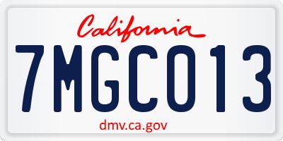 CA license plate 7MGC013