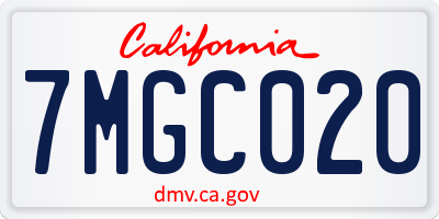 CA license plate 7MGC020