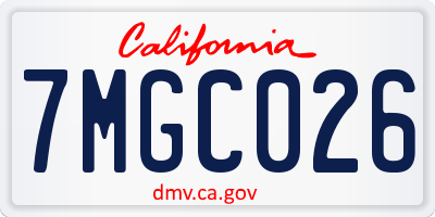 CA license plate 7MGC026