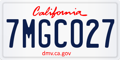 CA license plate 7MGC027