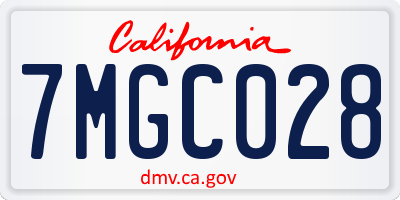 CA license plate 7MGC028