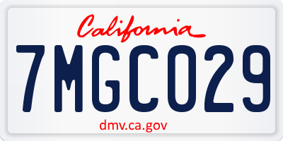 CA license plate 7MGC029