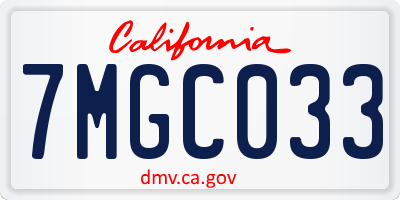 CA license plate 7MGC033