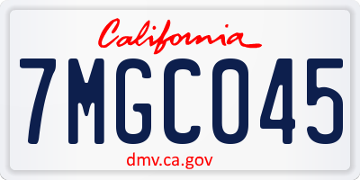 CA license plate 7MGC045
