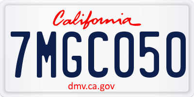 CA license plate 7MGC050