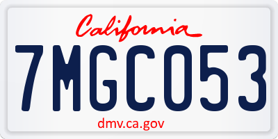 CA license plate 7MGC053