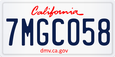 CA license plate 7MGC058