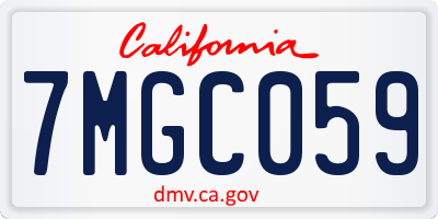 CA license plate 7MGC059