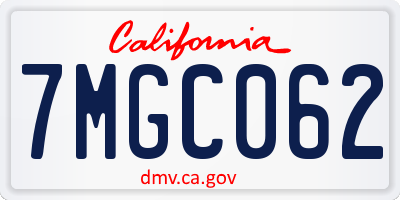 CA license plate 7MGC062