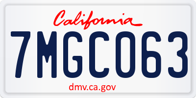 CA license plate 7MGC063