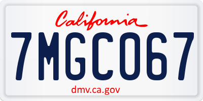 CA license plate 7MGC067