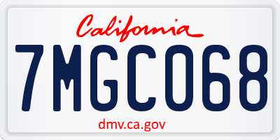 CA license plate 7MGC068