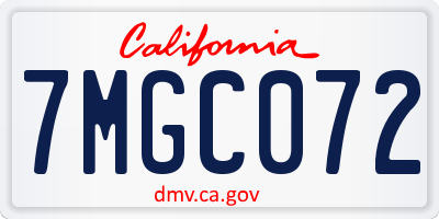 CA license plate 7MGC072