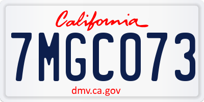 CA license plate 7MGC073