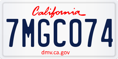 CA license plate 7MGC074