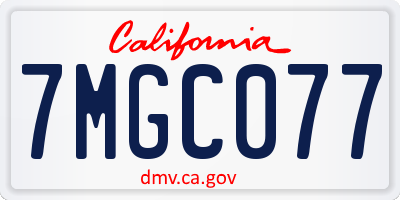 CA license plate 7MGC077