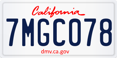 CA license plate 7MGC078