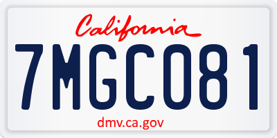 CA license plate 7MGC081