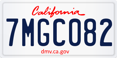 CA license plate 7MGC082