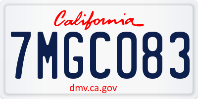 CA license plate 7MGC083