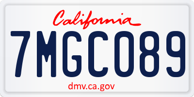 CA license plate 7MGC089