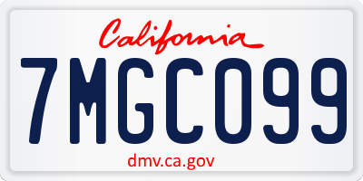 CA license plate 7MGC099