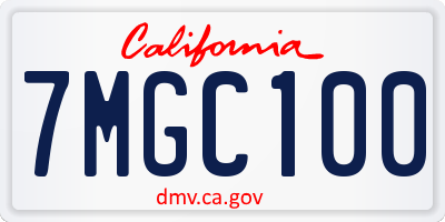 CA license plate 7MGC100