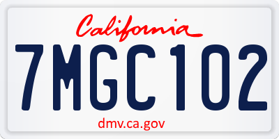 CA license plate 7MGC102