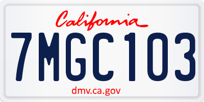 CA license plate 7MGC103