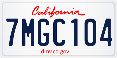 CA license plate 7MGC104