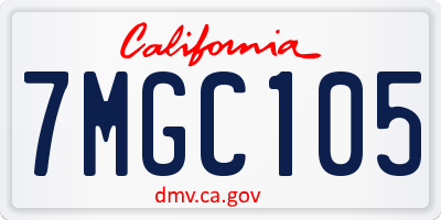 CA license plate 7MGC105