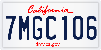 CA license plate 7MGC106