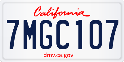 CA license plate 7MGC107