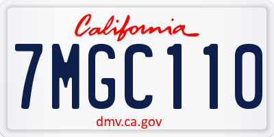 CA license plate 7MGC110