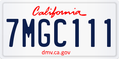 CA license plate 7MGC111