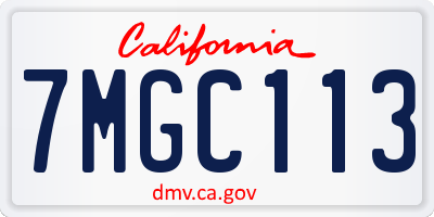 CA license plate 7MGC113