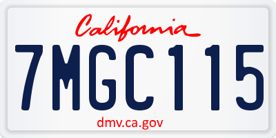 CA license plate 7MGC115