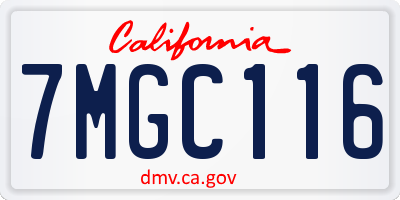 CA license plate 7MGC116