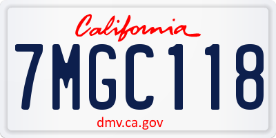 CA license plate 7MGC118