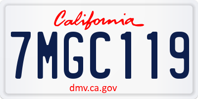 CA license plate 7MGC119